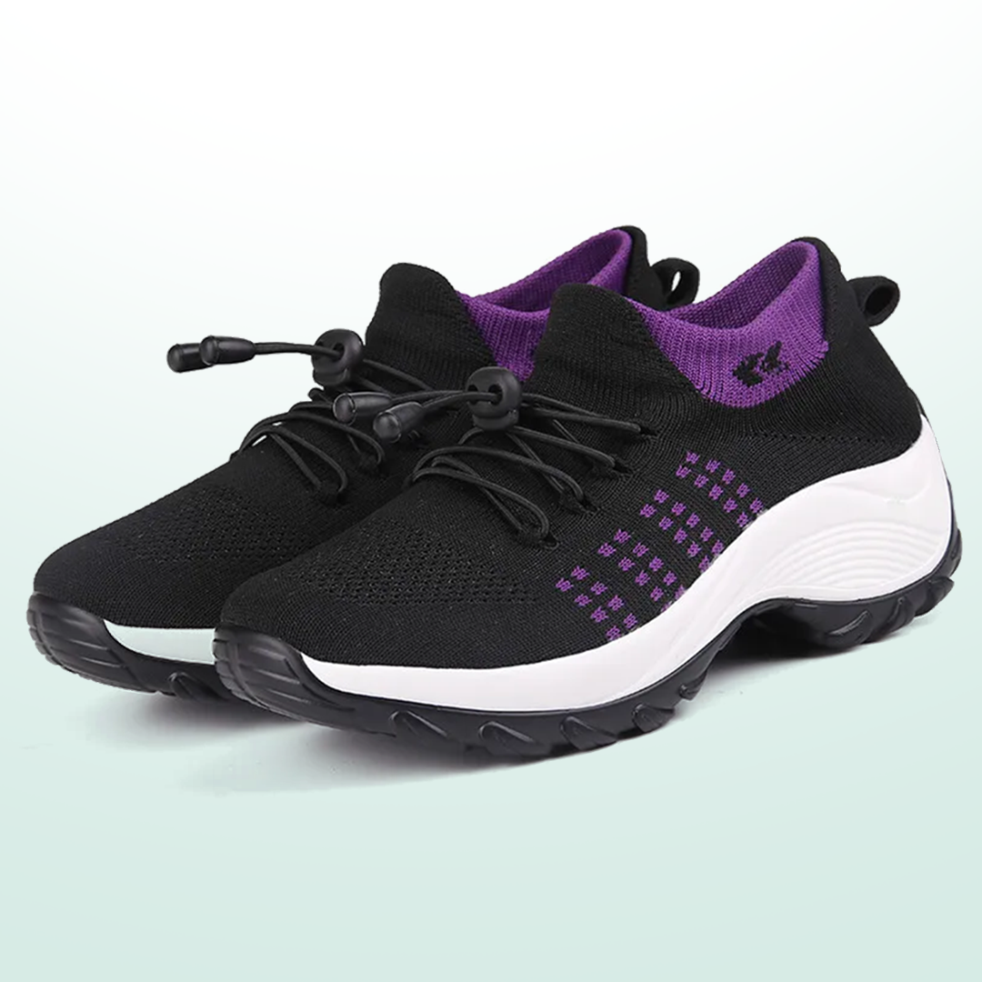 Spazierschritt Orthopädische Schuhe Strickstoff - Lila Schwarz