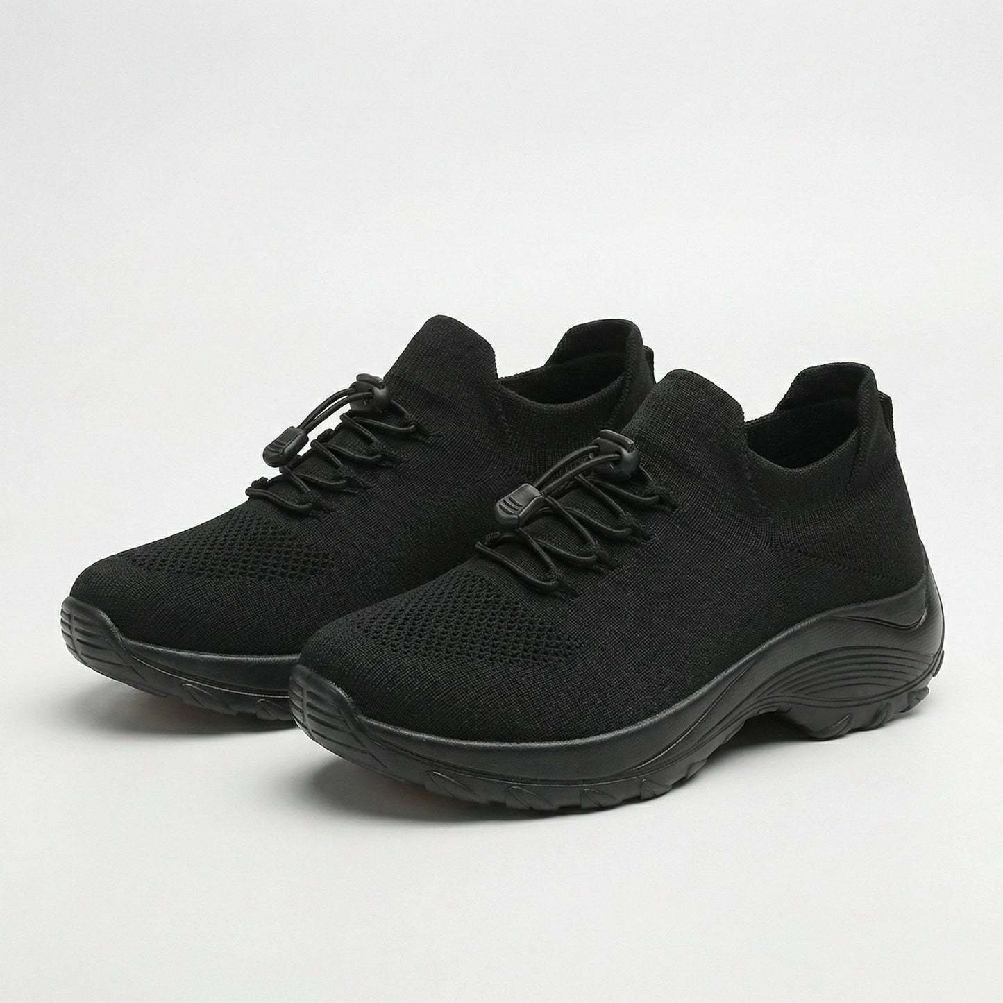 Spazierschritt Orthopädische Schuhe Strickstoff - Alles Schwarz
