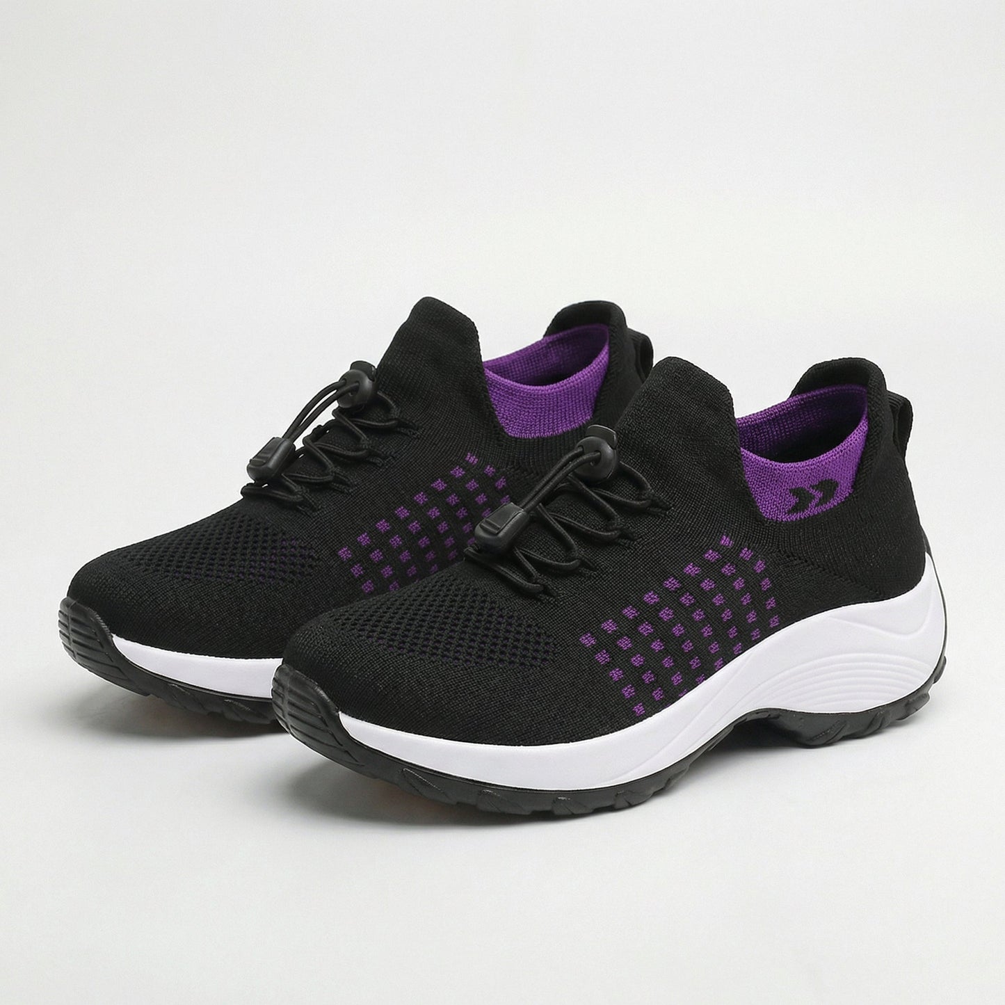 Spazierschritt Orthopädische Schuhe Strickstoff - Lila Schwarz
