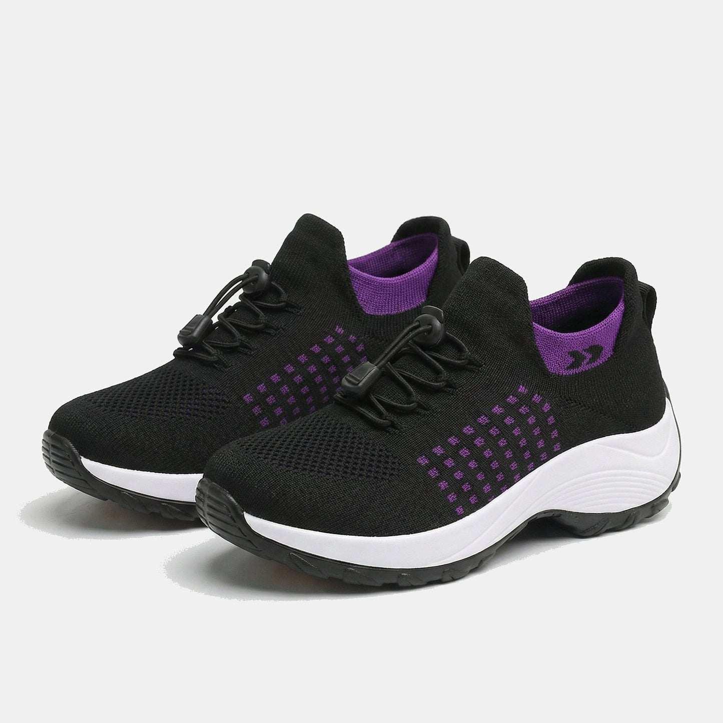 Spazierschritt Orthopädische Schuhe Strickstoff - Lila Schwarz