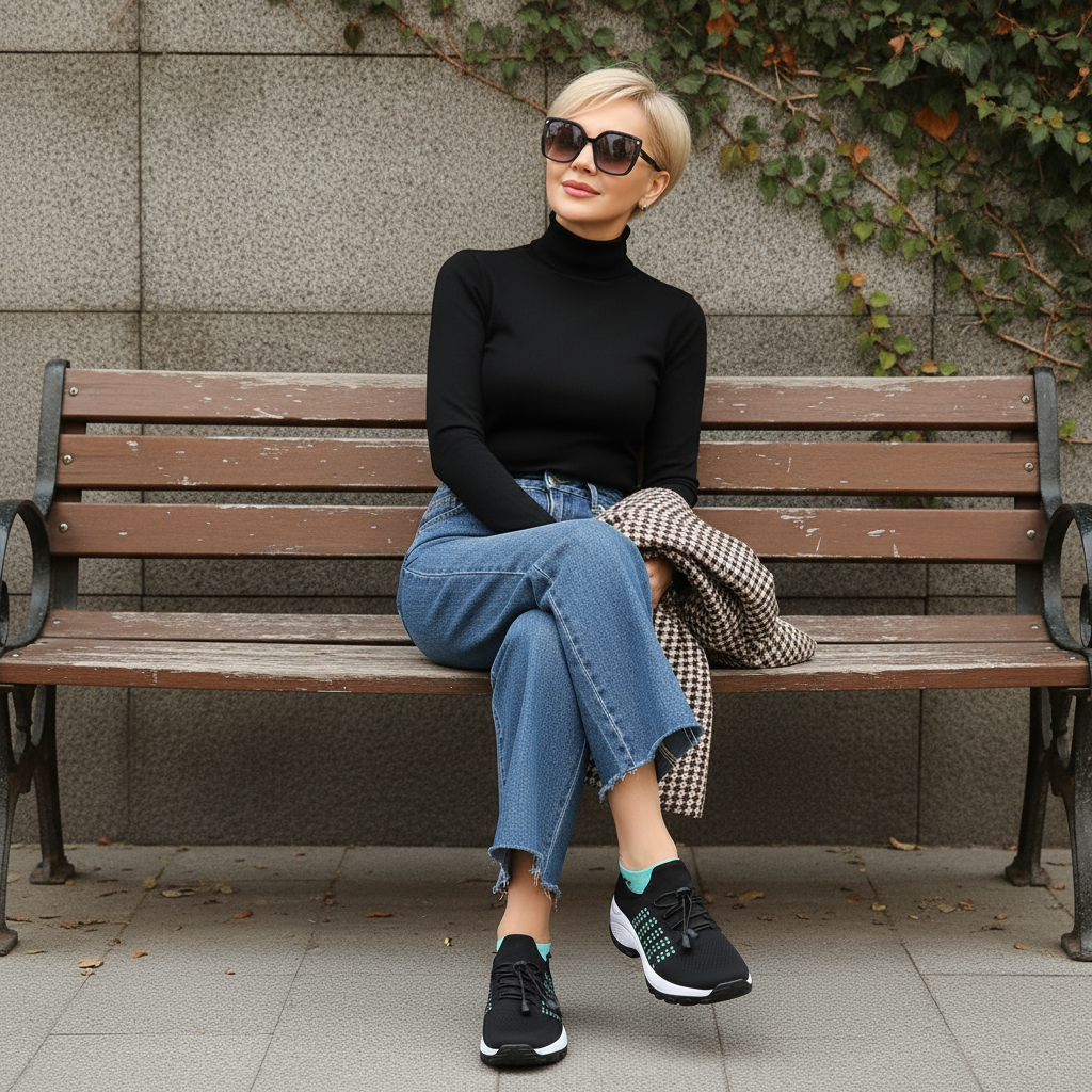 Spazierschritt Orthopädische Schuhe Strickstoff - Grün Schwarz
