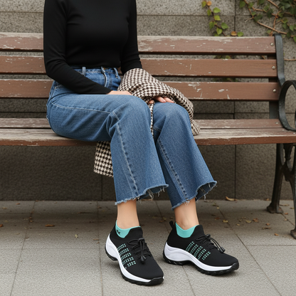 Spazierschritt Orthopädische Schuhe Strickstoff - Grün Schwarz
