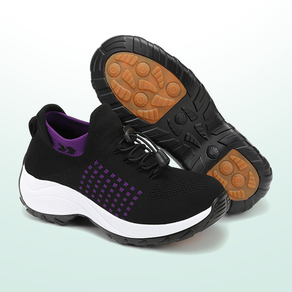 Spazierschritt Orthopädische Schuhe Strickstoff - Lila Schwarz
